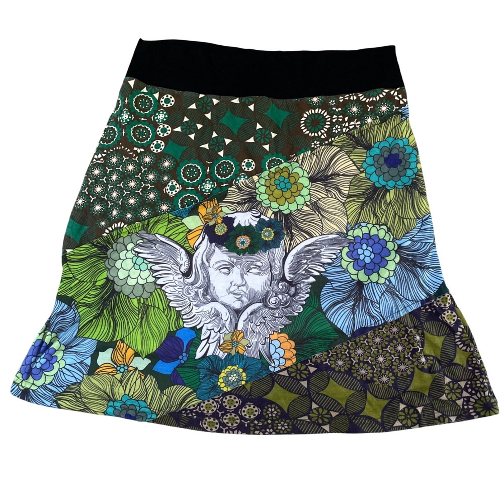Luna Claire Skirt Short Mini Cotton Floral Abstract Patchwork Cherub Angel Small